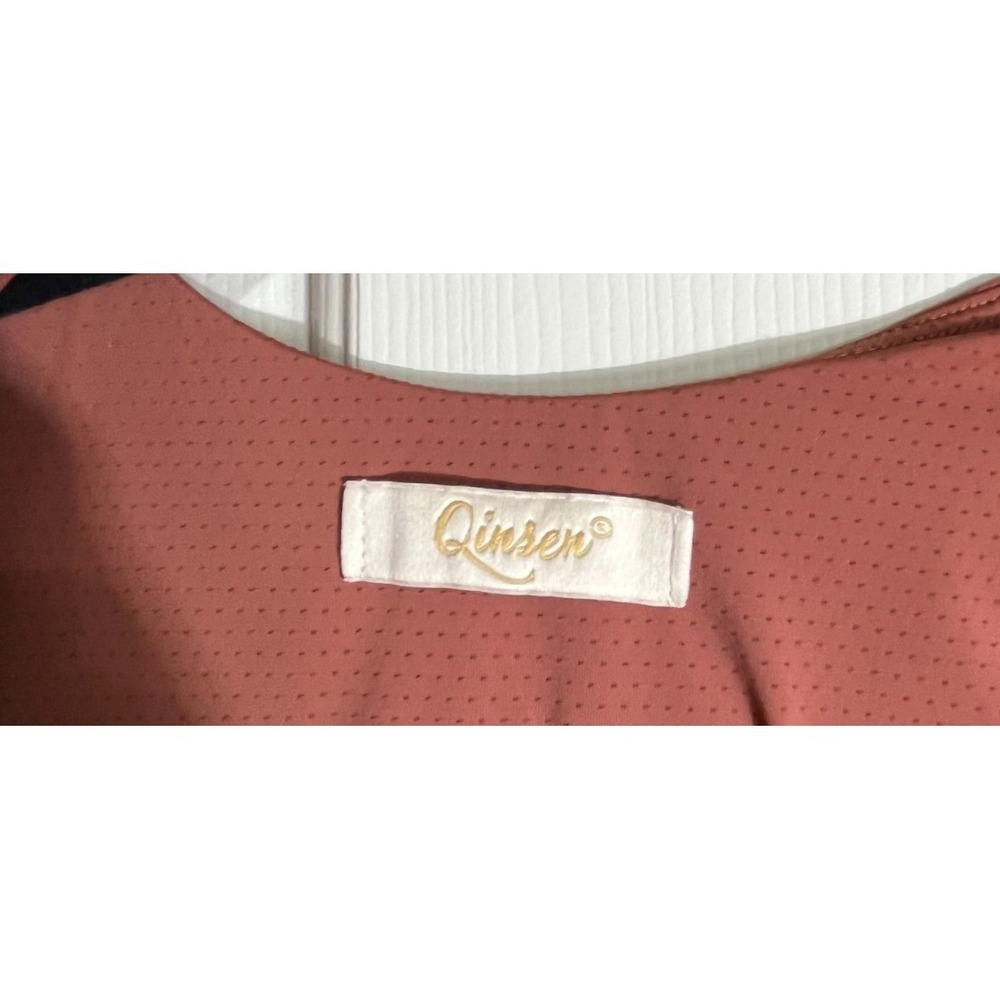 QINSEN Square Neck Brown Mini Dress Women's Size 4 Sleeveless Stretch Activewear - Picture 5 of 14